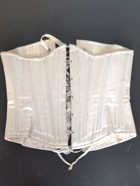 Ivory Satin Corset Top - Lace-Up Front